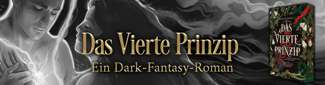 Banner zum Dark-Fantasy-Roman „Das Vierte Prinzip“ mit Buchcover